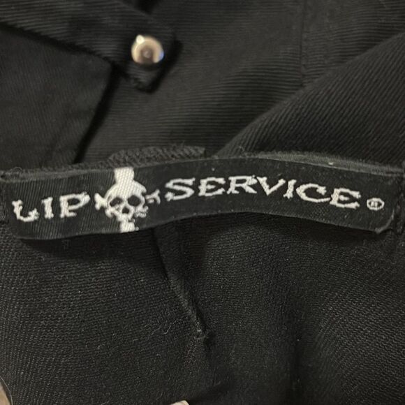 Rare Vintage Lip Service Black Low Rise Belted Micro Mini Skirt Side Zip Details - Picture 6 of 8